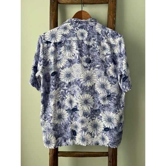 Roi Du Lac Floral Print Short Sleeve Button Up Shirt, Stylish - Picture 2 of 6